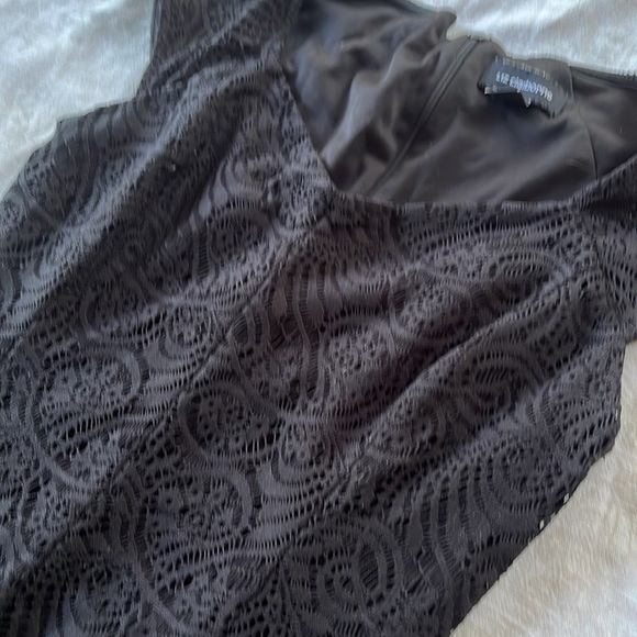 Liz Claiborne Black Lace / Crochet Knit Dress - Picture 6 of 15